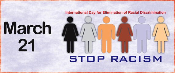 Banner illustration regarding International day for elimination of racial discrimination March twenty first