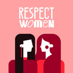 Female friendship, feminist union or sisterhood. Colorful illustration