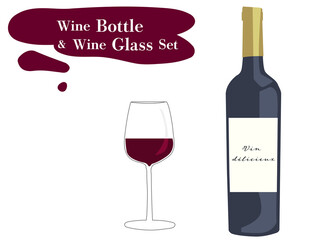 ワインボトルとワイングラスのセット