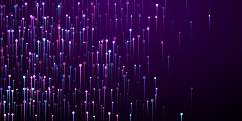 Upward vertical line streams data flows vector.