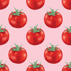 red tomato and fruits seamless pattern design