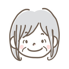 Illustration icon of the face of an old woman and grandma separately