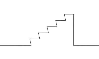 Continuous line drawing of stairs, ladder doodle icon, business growth, object one line, single line art, vector illustration