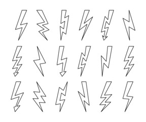 line icon. Storm lightning and fast charge outline . Vector lightning impact logo set