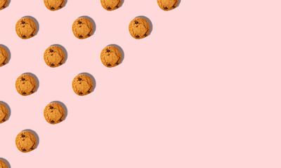 Fototapeta na wymiar cookie pattern on pink background