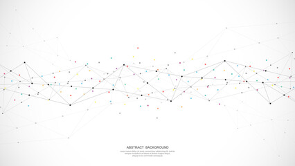 Abstract geometric background with connecting the dots and lines. Networking concept, internet connection and global communication