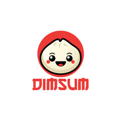 Dimsum logo with cute mascot on white background