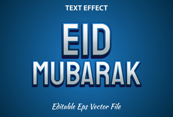 eid mubarak text effect editable blue color.