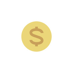 Dollar coin icon on white background