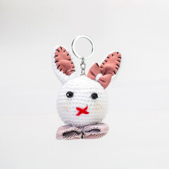 Handmade toy on a white background.