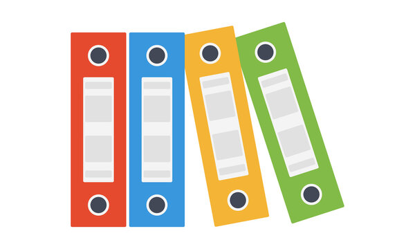 Office folders vector icons. Colored set with office folders files. Document or file management. Vector 10 EPS.