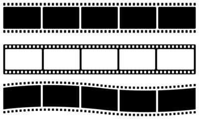 Vector film strip. Retro picture with black film strip. Old retro cinema movie tape.