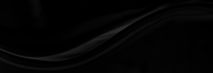 Black gray satin dark fabric texture luxurious shiny that is abstract silk cloth background with patterns soft waves blur beautiful.