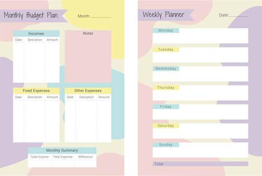 Monthly And Weekly Budget Planner