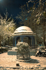 streets of Istanbul on winter. winter landscape in İstanbul. Winter landscape covered with snow. New Year`s landscape. Dramatic wintry scene.