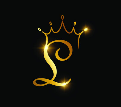 Golden Crown Monogram Logo Initial Letter L
