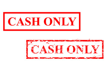 Simple Vector Set 2 Red Rectangle Rubber Stamp Effect, Cash Only, grunge and Clean