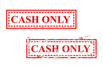 Simple Vector Set 2 Red Rectangle Rubber Stamp Effect, Cash Only, grunge and Clean