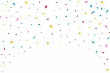 Confetti vector illustration for festival background. Red, green, golden, blue confetti on transparent background. Confetti falling on transparent background. Event and party celebration element.