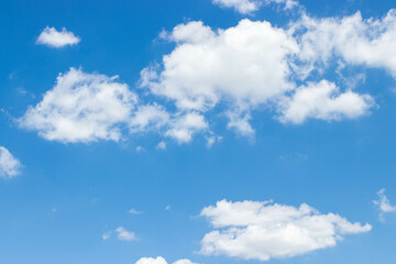 Blue sky and white cloud. Natural background and texture.