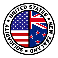 Round United States New Zealand Solidarity Flag Clipart
