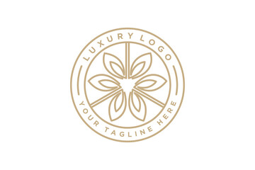 Fototapeta na wymiar Elegant simple golden mandala label stamp logo design
