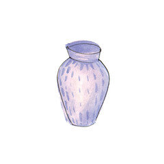 Watercolor drawing of a vase. cartoon illustration painted with paint and ink