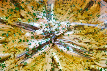 Garlic anchovies with parsley and olive oil