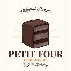 Petit Four French Pastry Vector Emblem Logo Template