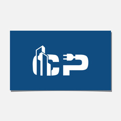 BUILDINGS AND ELICTRIC PLUG LOGO DESIGN VECTOR