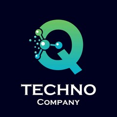 Obraz premium Letter q with molecule design logo template illustration