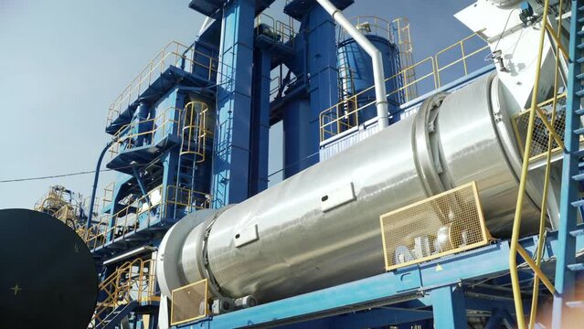 Spinning metal tank on a plant