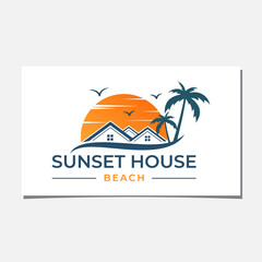 SUNSET HOUSE BEACH LOGO DESIGN