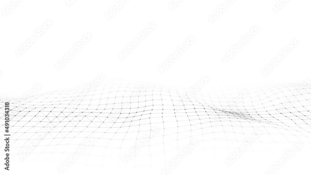 Poster abstract technology wave of particles and line. big data visualization. light background with motion