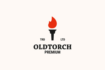 Flaming old torch vector logo design