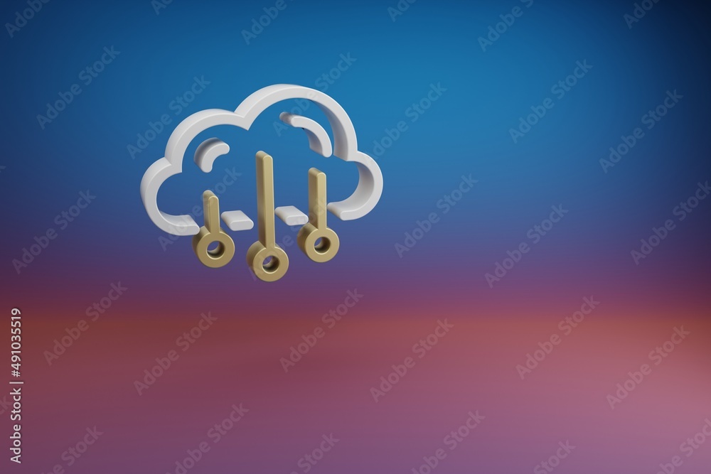 Leinwandbilder Beautiful Cloud Data Storage symbol icon on a bright colored background. 3d rendering illustration. Background pattern for design. Web Hosting..