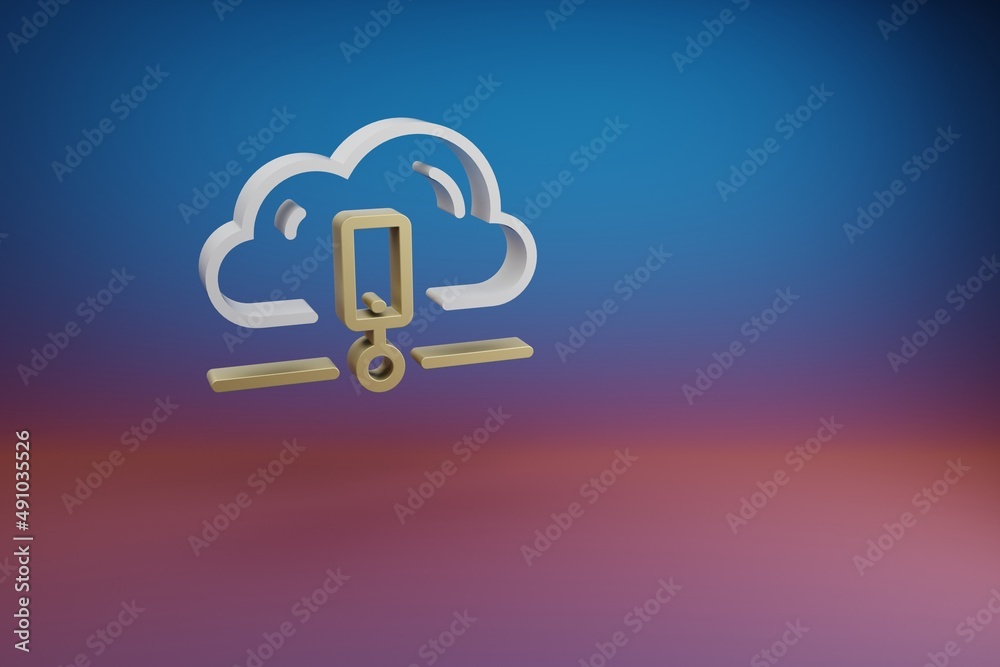 Leinwandbilder Beautiful Cloud Data Storage  symbol icon on a bright colored background. 3d rendering illustration. Background pattern for design. Web Hosting..