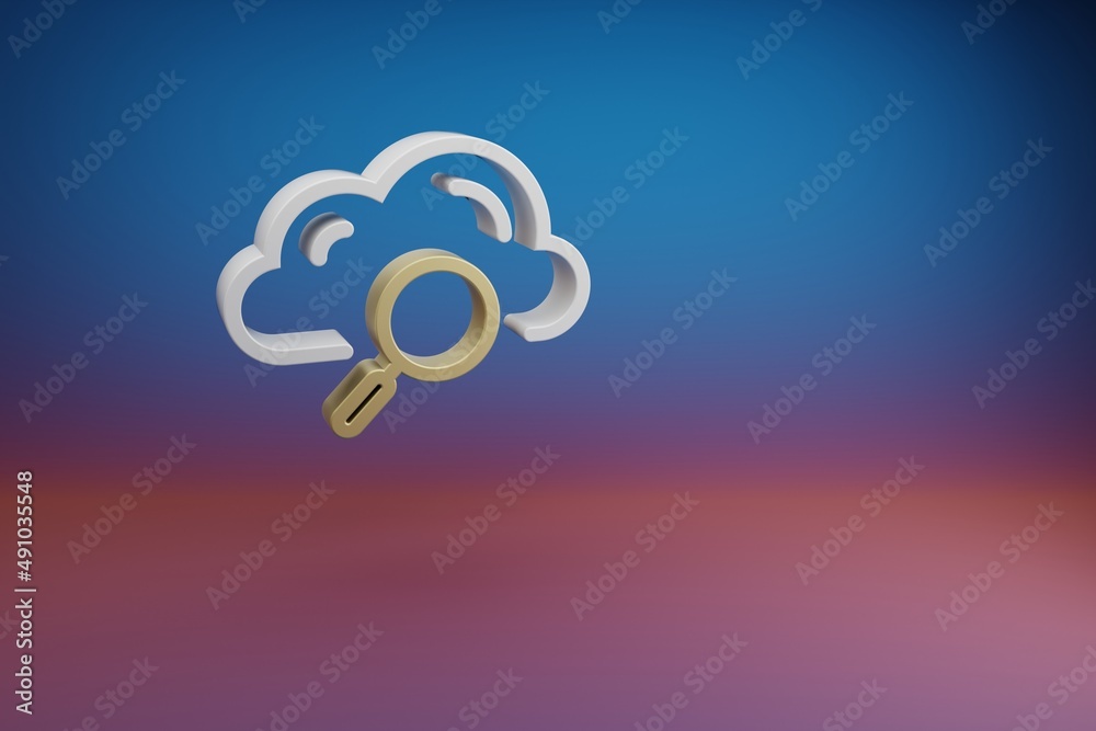 Leinwandbilder Beautiful Cloud Database Search symbol icon on a bright colored background. 3d rendering illustration. Background pattern for design. Web Hosting..