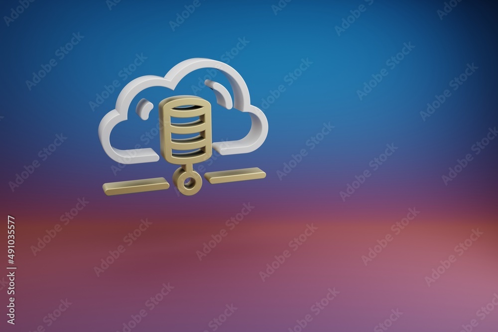 Fototapete beautiful cloud database server symbol icon on a bright colored background. 3d rendering illustratio