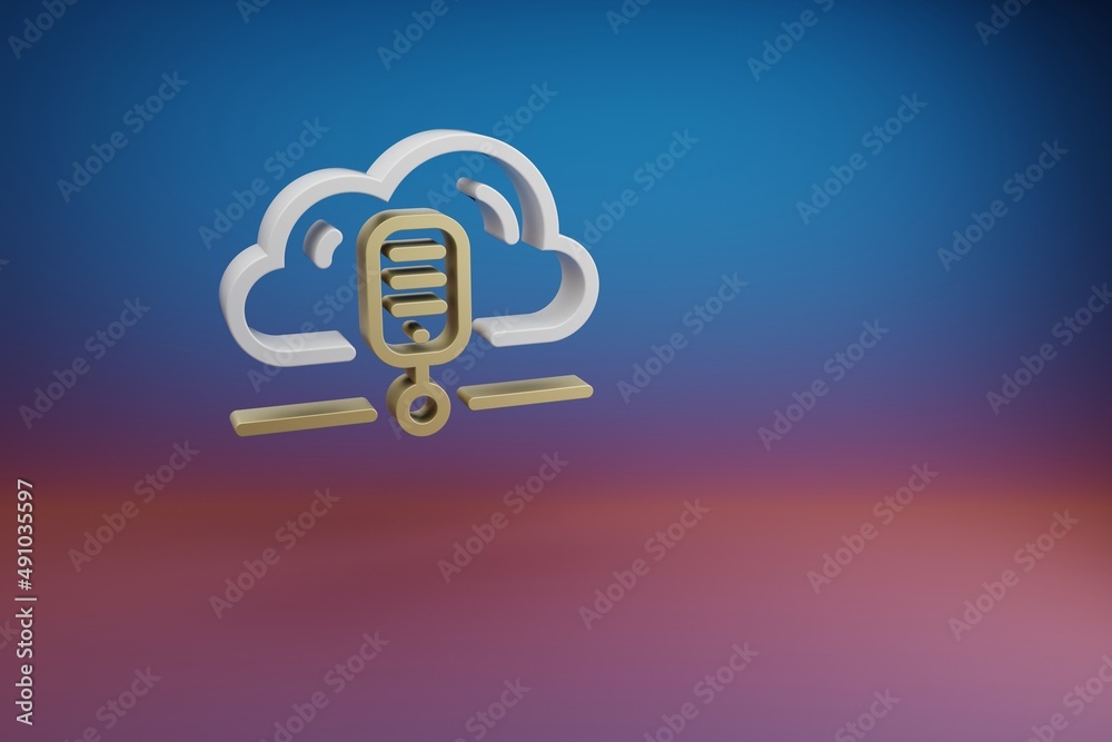 Fototapete Beautiful Cloud Database Server symbol icon on a bright colored background. 3d rendering illustration. Background pattern for design. Web Hosting..