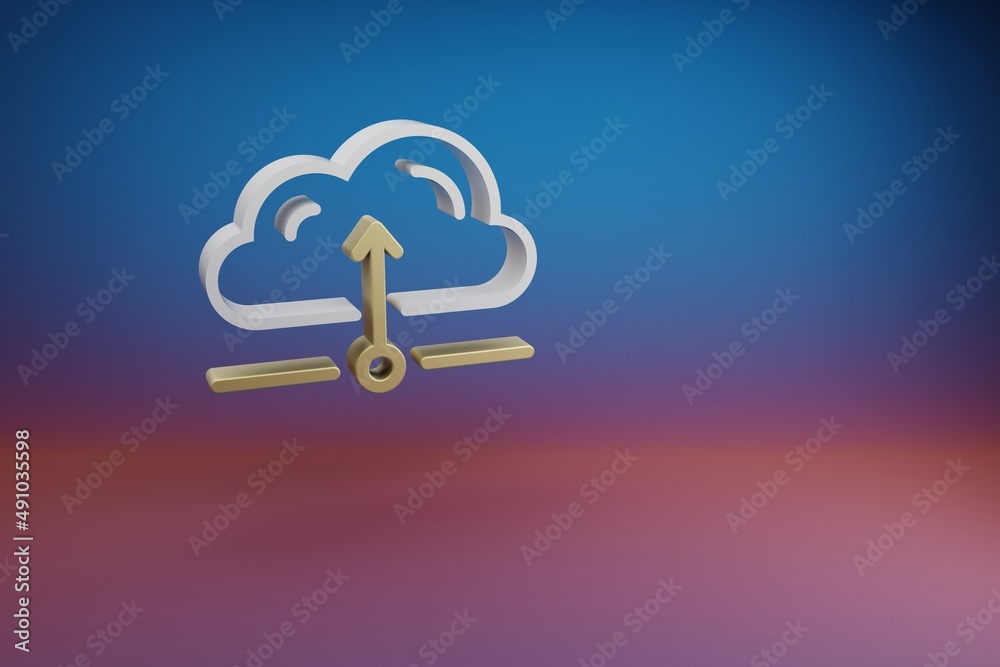 Leinwandbilder beautiful cloud database server symbol icon on a bright colored background. 3d rendering illustratio