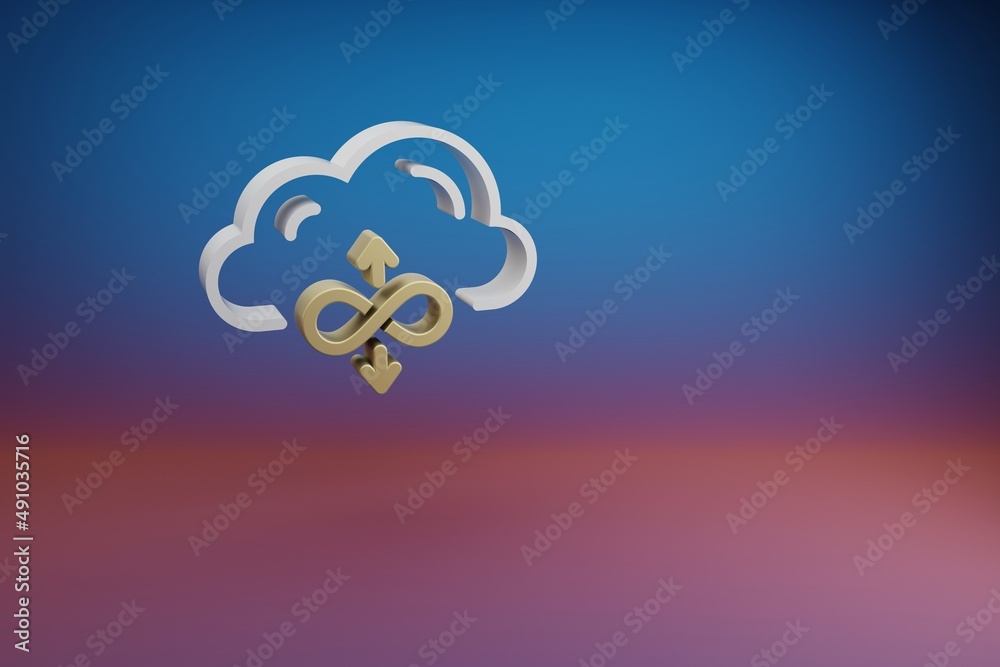 Aufkleber Beautiful Cloud Server Bandwidth symbol icon on a bright colored background. 3d rendering illustration. Background pattern for design. Web Hosting..