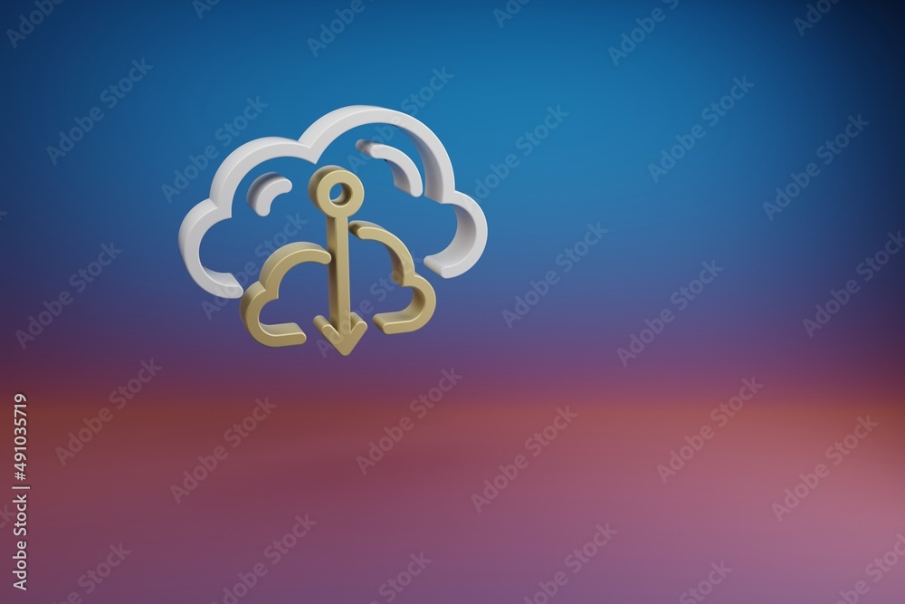 Aufkleber Beautiful Cloud Database Downgrade symbol icon on a bright colored background. 3d rendering illustration. Background pattern for design. Web Hosting..