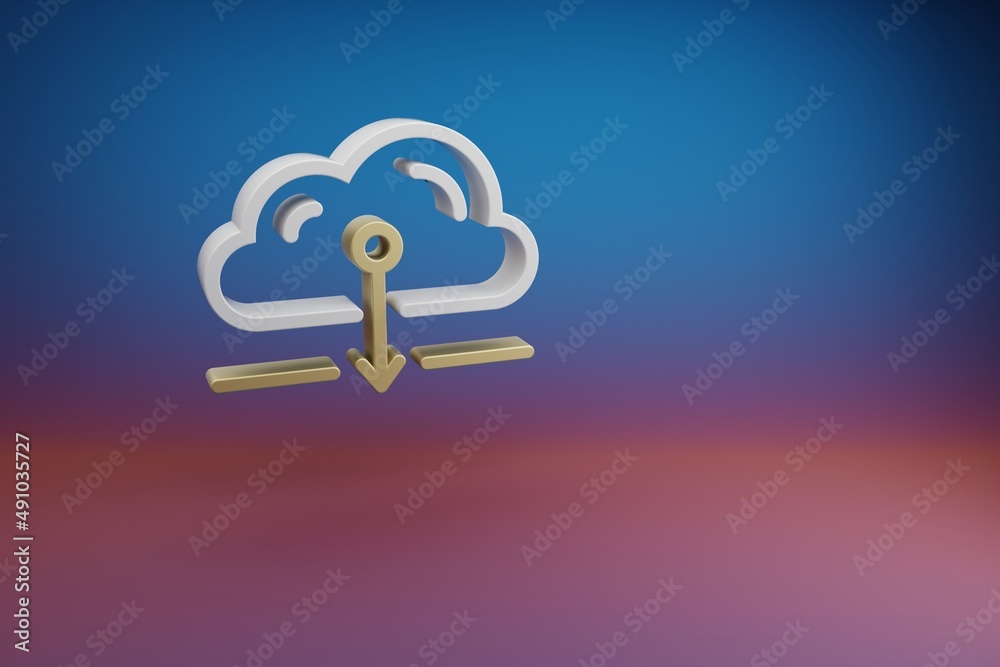 Fototapete beautiful cloud server download symbol icon on a bright colored background. 3d rendering illustratio