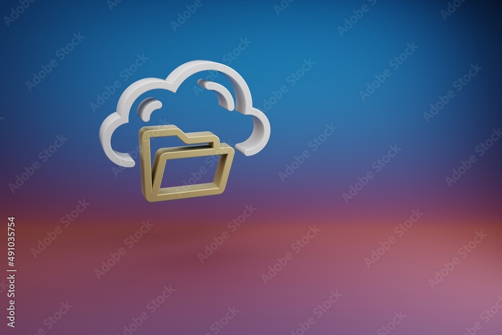 Aufkleber beautiful cloud server storage symbol icon on a bright colored background. 3d rendering illustration