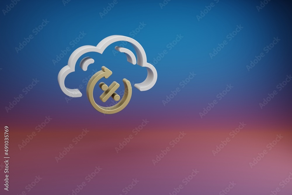 Leinwandbilder Beautiful Cloud Server Uptime symbol icon on a bright colored background. 3d rendering illustration. Background pattern for design. Web Hosting..