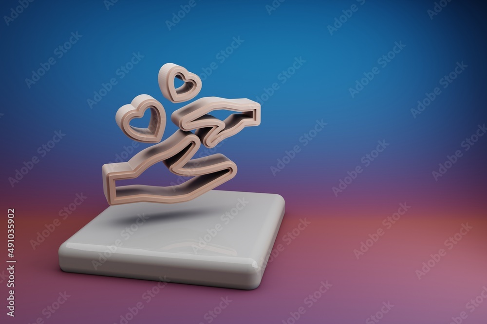Aufkleber wonderful hands with heart icons. mothers day symbol icons on a ceramic stand and bright colored bac
