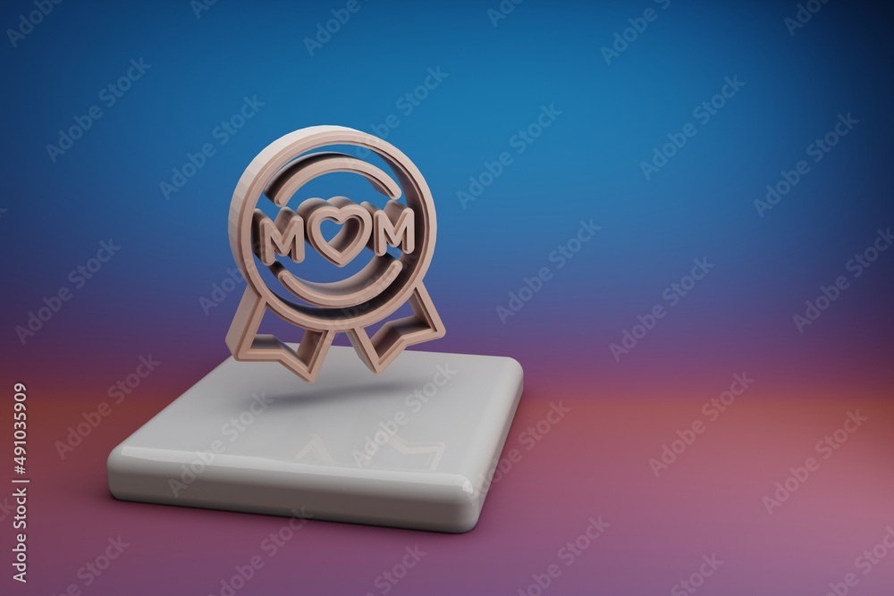 Aufkleber wonderful badge with word mom and heart icons. mothers day symbol icons on a ceramic stand and brigh