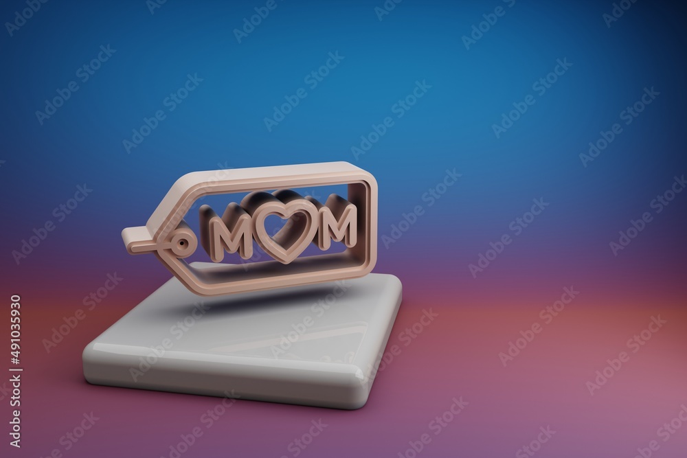 Aufkleber wonderful badge with word mom and heart icons. mothers day symbol icons on a ceramic stand and brigh