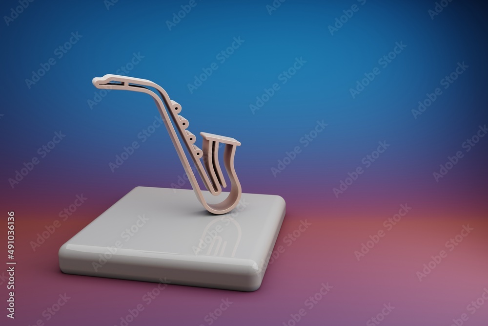 Aufkleber wonderful inclined saxofon. beautiful music symbol icons on a ceramic stand and bright colored backg
